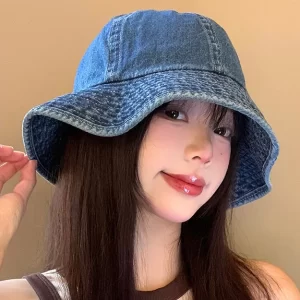 Japanese Style Versatile Deep Blue Denim Bucket Hat