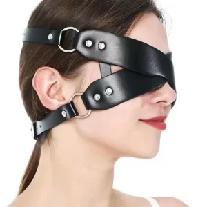 Sexy Mask For Face Women PU Leather Goth Harness Cosplay