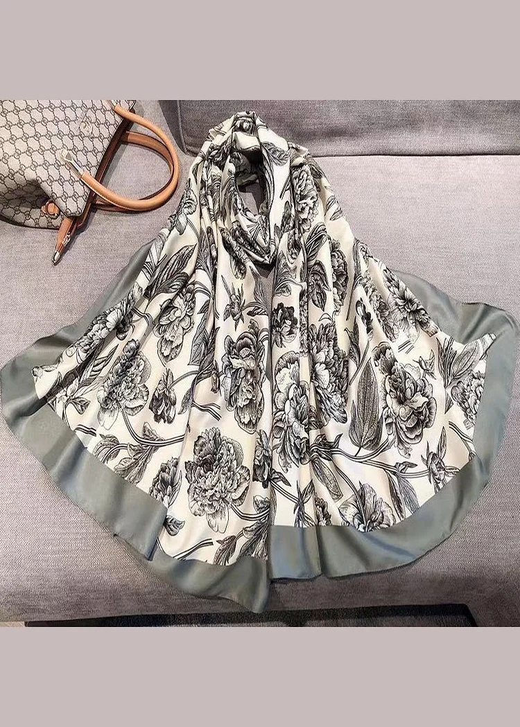 Original Design Chinese Style Peony Printed Silk Scarf - Image 4