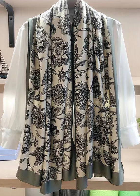 Original Design Chinese Style Peony Printed Silk Scarf - Image 5