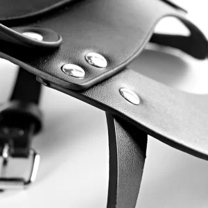 Harness Mask Black Half Eyes Cosplay Face Nail Bead Faux Leather Cat Leather