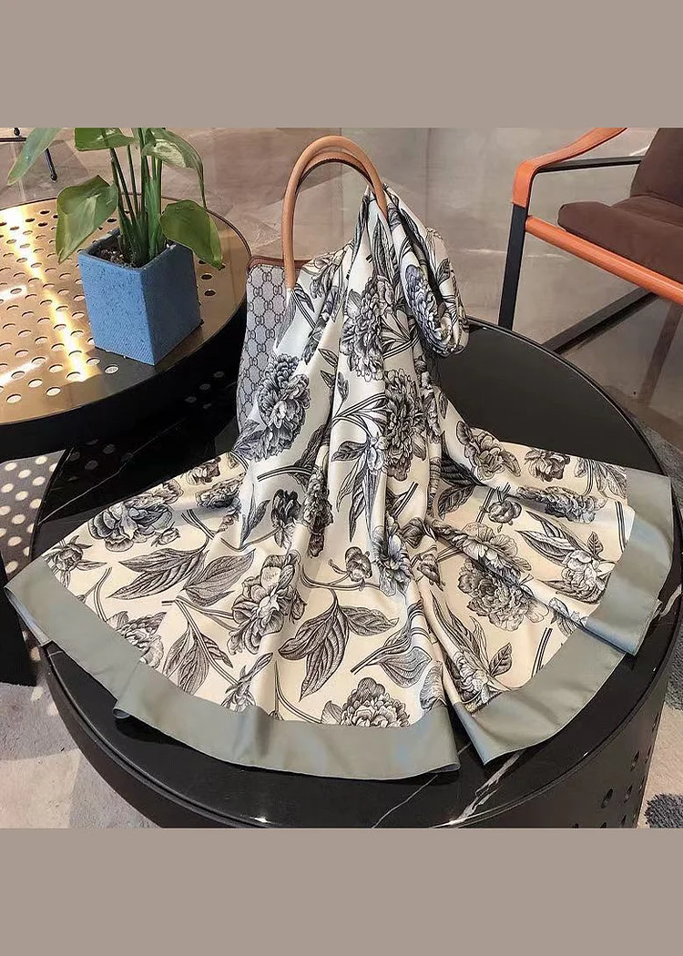 Original Design Chinese Style Peony Printed Silk Scarf - Image 3