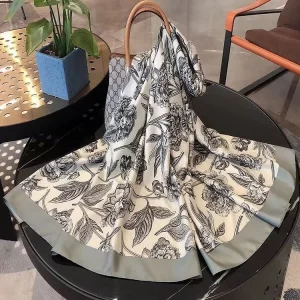 Original Design Chinese Style Peony Printed Silk Scarf